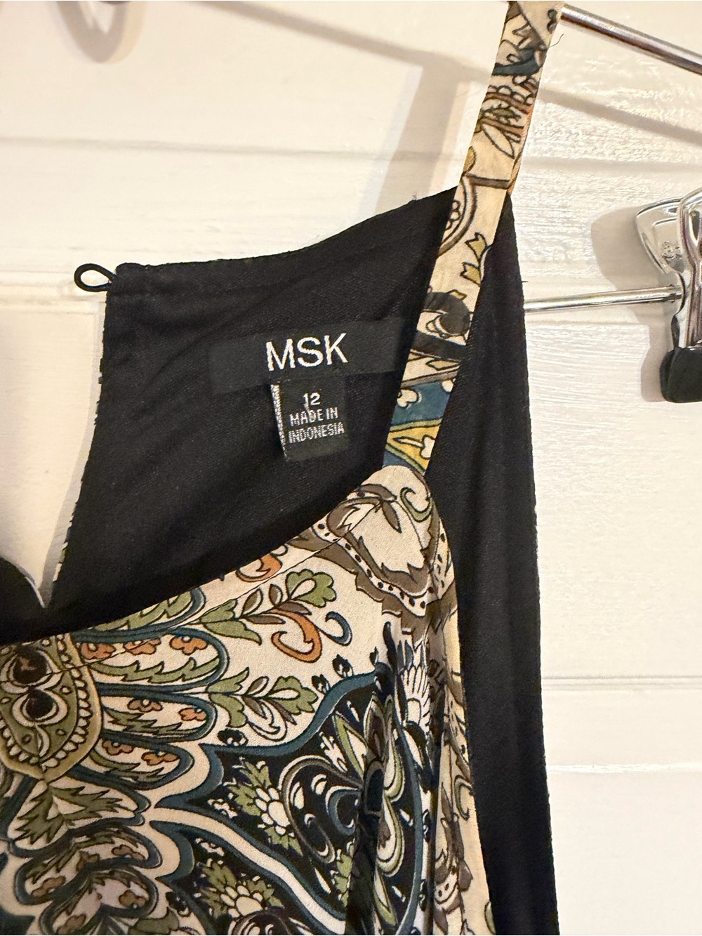 MSK Black and Green Paisley Asymmetrical Summer Dress - Picture 8 of 9